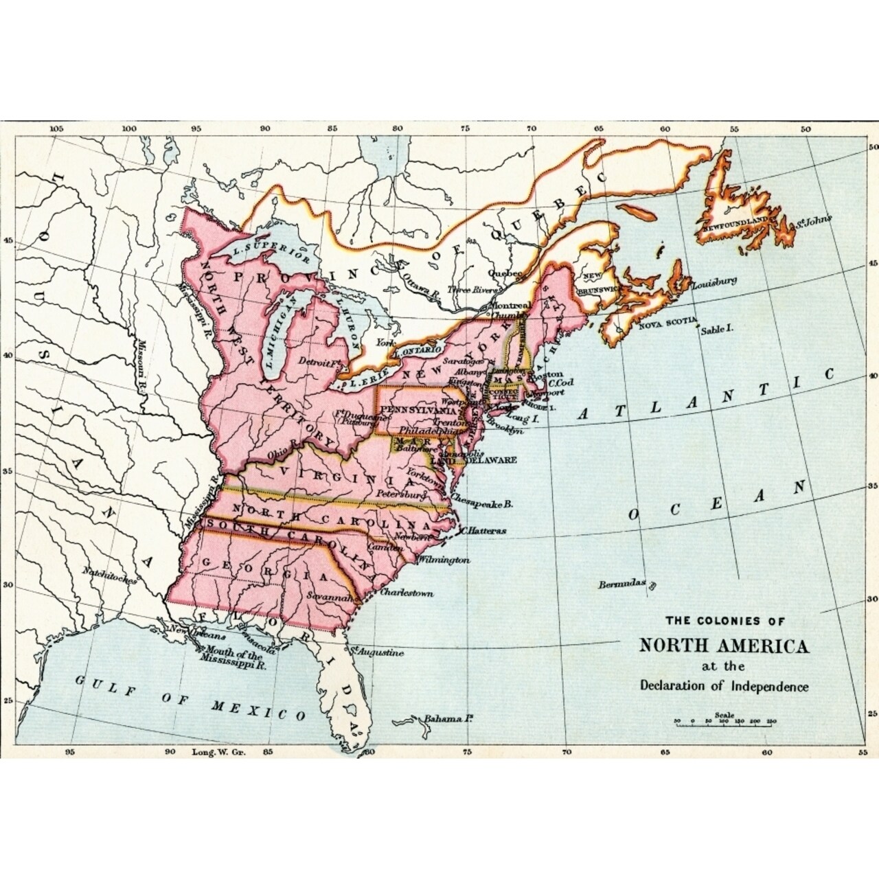 Map Of The Colonies Of North America At The Declaration Of Independence 1776 From The Book Short History Of The Englis 1